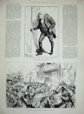 Original Old Antique Print Fleet Street Election Time 1885 Captain Ralph Gosset