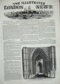 Original Old Antique Print 1846 Houses Parliament Carriage Porch Victoria Tower