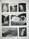 Original Old Antique Print 1902 Canada Waterfalls Chicoutimi Montmorency Ottawa