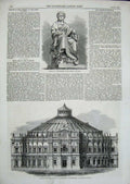 Old Antique Print 1859Statue Liberty Press Architecture Circus Equestrian 19th