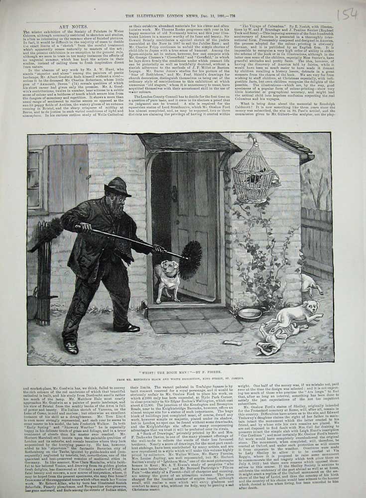 Original Old Antique Print 1891 Chimney Sweep Man Chasing Dogs House Mendoza