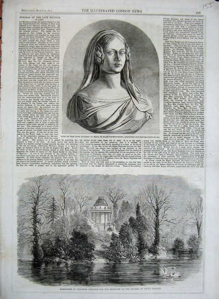 Old Antique Print 1861 Bust Duchess Kent Thornycroft Mausoleum Frogmore 19th