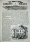Original Old Antique Print 1845 Sir Robert Peel Whitehall Gardens London House