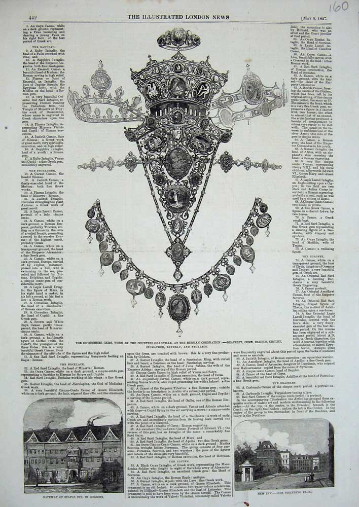 Old Antique Print Staple Inn Holborn 1857 Devonshire Gems Granville Comb 19th