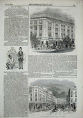 Original Old Antique Print 1845 Conventry Street Cranbourne London Architecture