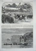 Original Old Antique Print 1865 Walton House Waterton Funeral Potomac Johnson