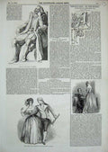Old Antique Print 1846 School Haymarket Theatre Staute Lord Bacon Weekes 19th