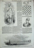 Old Antique Print Bridge Petersburg Russia Mrs Fry Statue Wellesley 1845 19th