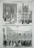 Original Old Antique Print 1854 Gallery Oxford Divinity School Mayor Hall 19th