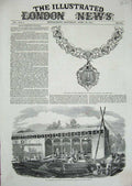 Original Old Antique Print 1851 Boiler House Exhibition GChain Mayor Gateshead