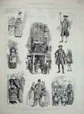 Old Antique Print Marybone Gardens Bazaar Portman Rooms Baker Street 1887 19th