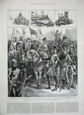 Original Old Antique Print 1884 Lord Mayor Indian Trophy Bow Church King Queen