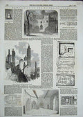 Original Old Antique Print 1854 Prison Beauchamp Tower Parapet Thomas Abel Grey
