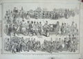 Original Old Antique Print 1845 Lord Mayors Show Horses Carriage Queen Guards