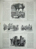 Original Old Antique Print 1894 Guard Room Lambeth Palace Courtyard Gatehouse