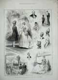 Original Old Antique Print 1886 Ball Colonial Indian Visitors Guildhall Ludlow