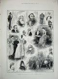 Old Antique Print 1882 Lord Mayor London Ball Guildhall Romance Men Lady 19th