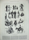 Old Antique Print 1883 Swiss Folk Tourist Alp Goat Wengern People Horse 19th