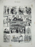 Old Antique Print 1881 Bermuda Cape Transport Ship Horses Funeral Boats 19th