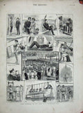 Old Antique Print Bermuda Cape Transport Ship 1881 Funeral Sailors Horse 19th