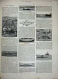Old Antique Print 1896 Passenger Ship Transport Submarine War Novgorod 19th