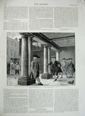 Original Old Antique Print 1837 Colonnade Town Hall Rochester Hogarth Pilgrims