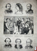 Old Antique Print 1880 Royal Family Peel Russell Palmerston Napoleon War 19th