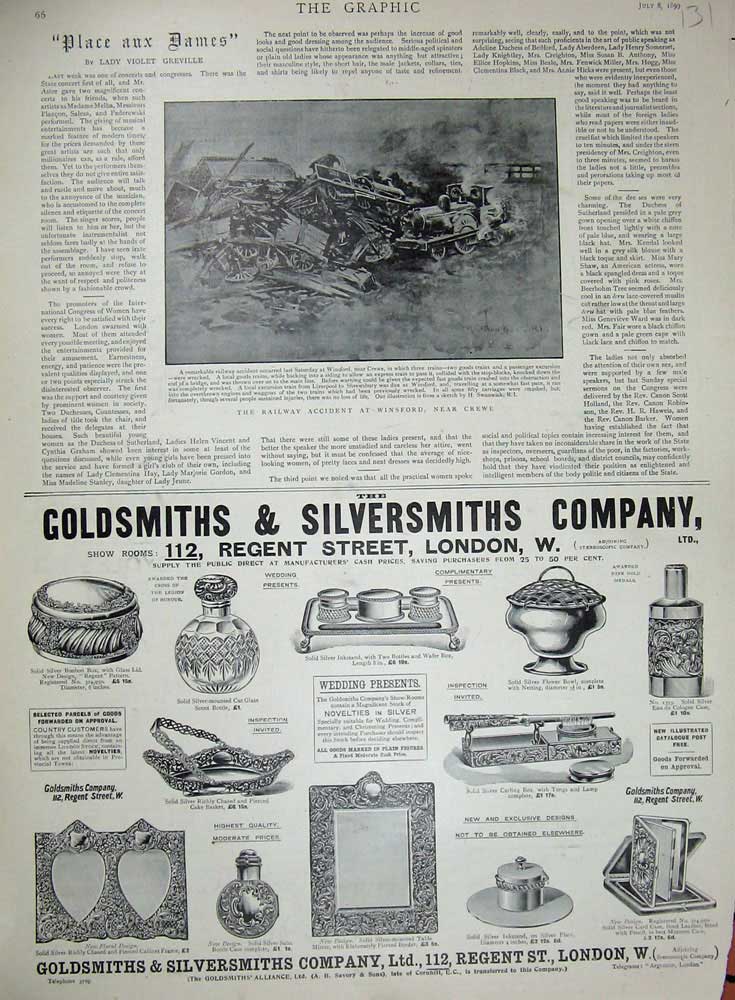 Original Old Antique Print 1899 Railway Accident Winsford Crewe Advertisement G