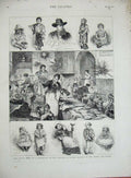 Original Old Antique Print 1875 Clothing Ragged Children Gen Lane Mission Women