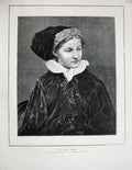 Original Old Antique Print Portrait Ye Lyttel Mayde Lady Stuart Wortley