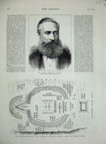 Old Antique Print 1879 Graham Berry Zulu War Plan Camp Machulisimi Wood'S 19th