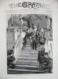 Old Antique Print 1874 Departure Czar Russia Gravesend War Ship Fine Art 19th