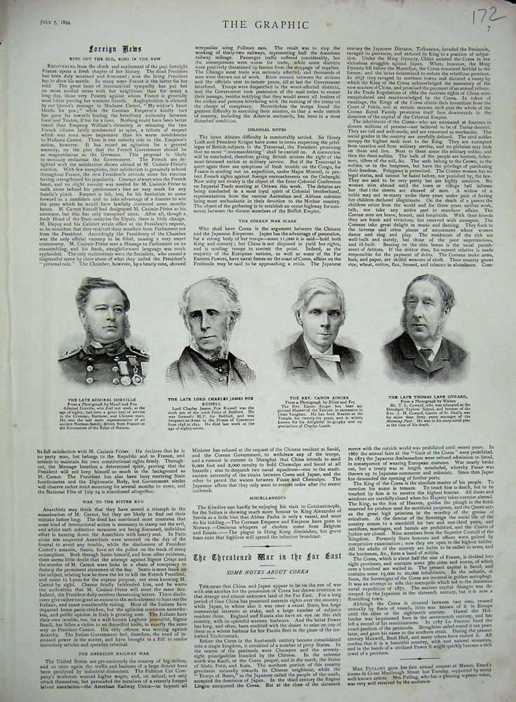 Old Antique Print 1894 Admiral Dorville Lord Russell Canon Ainger Coward 19th