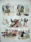 Original Old Antique Print 1897 Colour Wedding Carriage Siers Guards Victorian