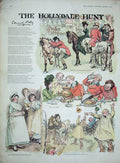 Old Antique Print 1897 Hollydale Hunting Men Horses Sport Kitchen Maids 19th