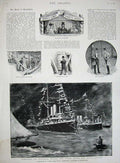 Antique Old Print 1897 Colonials Spithead Ship War London Glengariff Club 19th