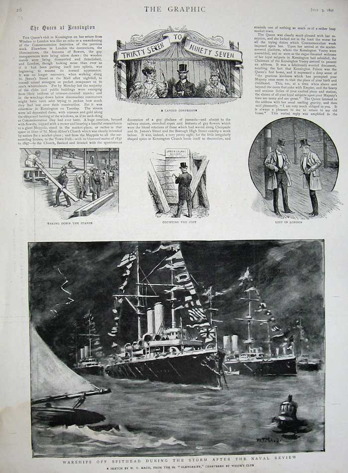 Antique Old Print 1897 Colonials Spithead Ship War London Glengariff Club 19th