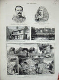 Original Old Antique Print 1882 Roman Walls Castle Cumberland Hammond War Tower
