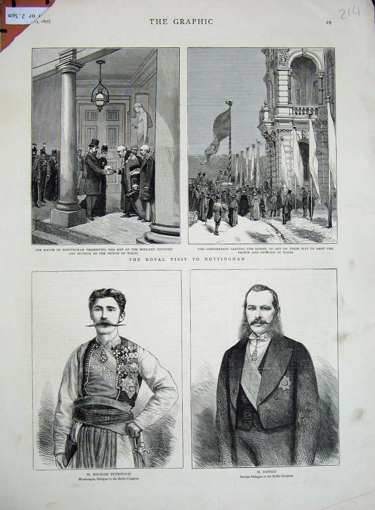 Old Antique Print 1878 Mayor Nottingham Prince Wales School Art Ristics 19th