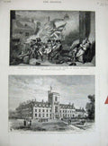Original Old Antique Print 1881 Battle Jersey Major Pierson College Cirencester