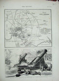 Old Antique Print 1874 Plan Seige Carthagena Shell Besiegers Del Solano 19th