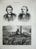 Old Antique Print 1879Colliery Explosion Dinas Valley Mining Stephen Ward 19th