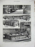 Old Antique Print 1880 Houses Parliament Commons Oath Box Mace Chair Bar 19th