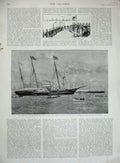 Old Antique Print 1889 Royal Yacht Victoria Albert Turret Conqueror Ship 19th