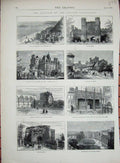 Old Antique Print 1872 Hastings Battle Abbey Bramer Norman Hurst Castle 19th