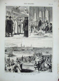 Old Antique Print 1877 War East River Neva Budapest Railway Hotel Russia 19th