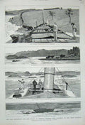 Original Old Antique Print 1884 Nile General Gordon Lord Wolseley Steamer Ship