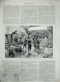 Original Old Antique Print 1887 King Queen Windsor Festivities Plum Pudding