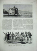 Old Antique Print 1877 War East Turkish Firemen Therapia British Embassy 19th