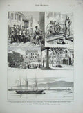 Old Antique Print 1875 Gibrlatar Ship Ship Deccan Prince Arhtur Express 19th